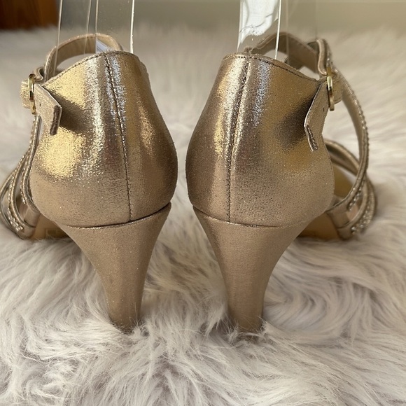 KELLY and KATIE REEKIE gold sparkly strappy heels - Picture 6 of 8